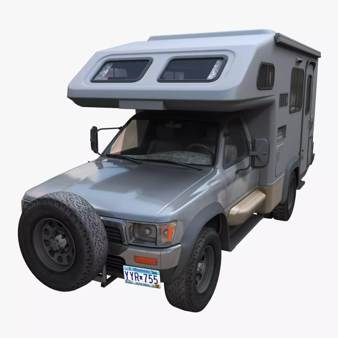 Toyota Hilux Galaxy Camper Truck 3D Model – Low Poly Game Ready FBX - View 2