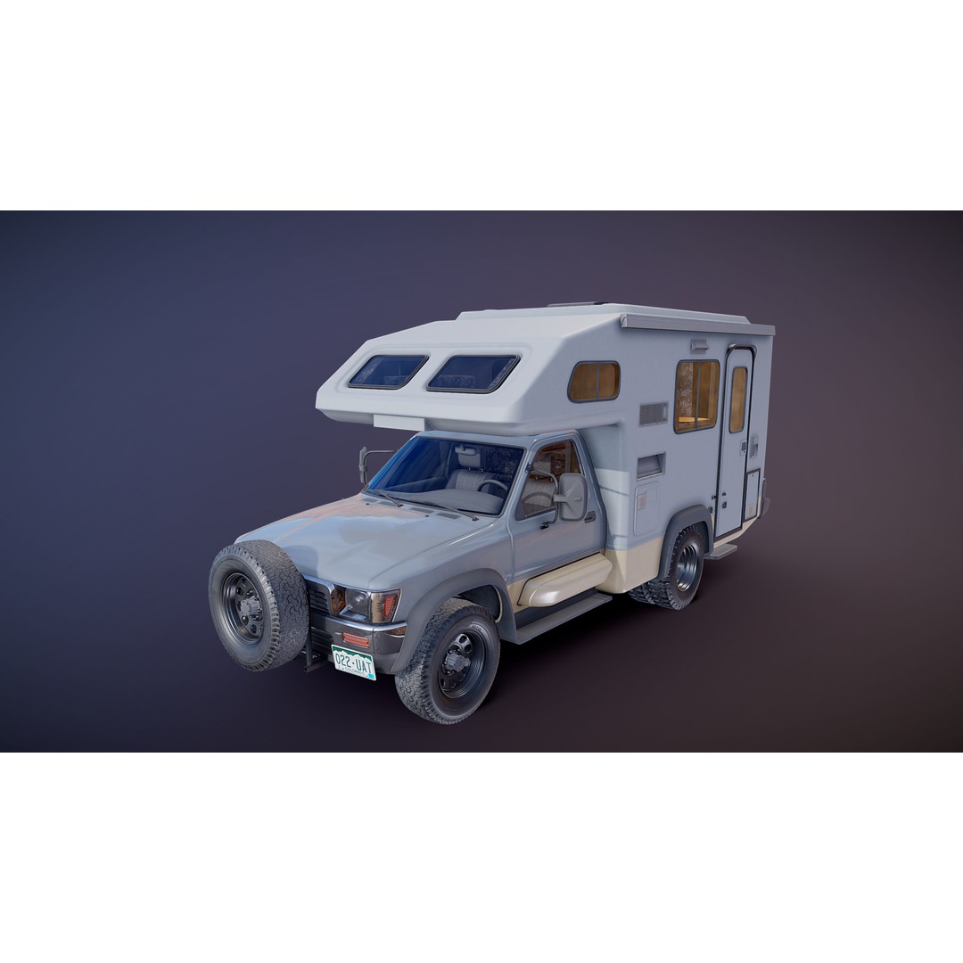 Toyota Hilux Galaxy Camper Truck 3D Model – Low Poly Game Ready FBX - View 20