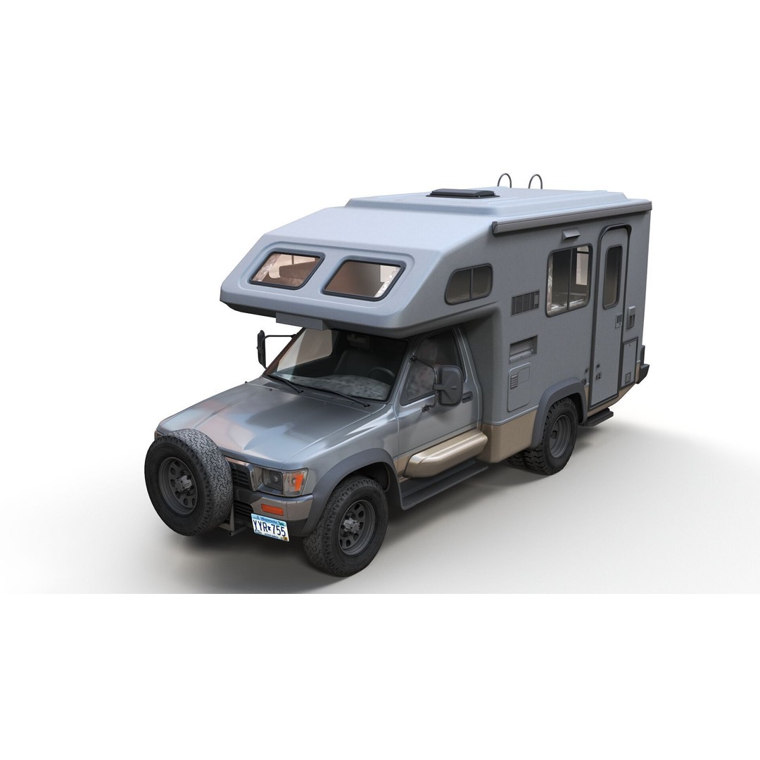 Toyota Hilux Galaxy Camper Truck 3D Model – Low Poly Game Ready FBX - View 3