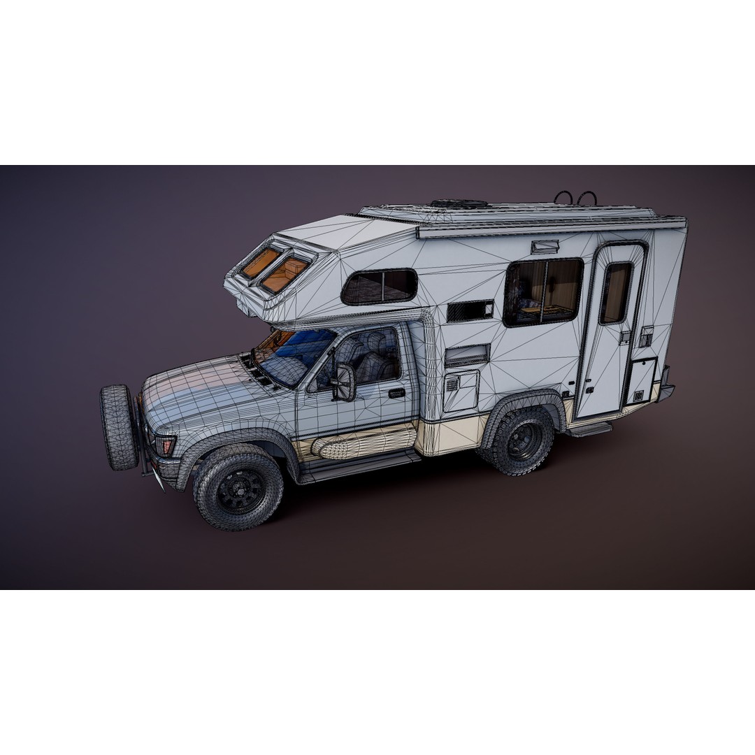 Toyota Hilux Galaxy Camper Truck 3D Model – Low Poly Game Ready FBX - View 31