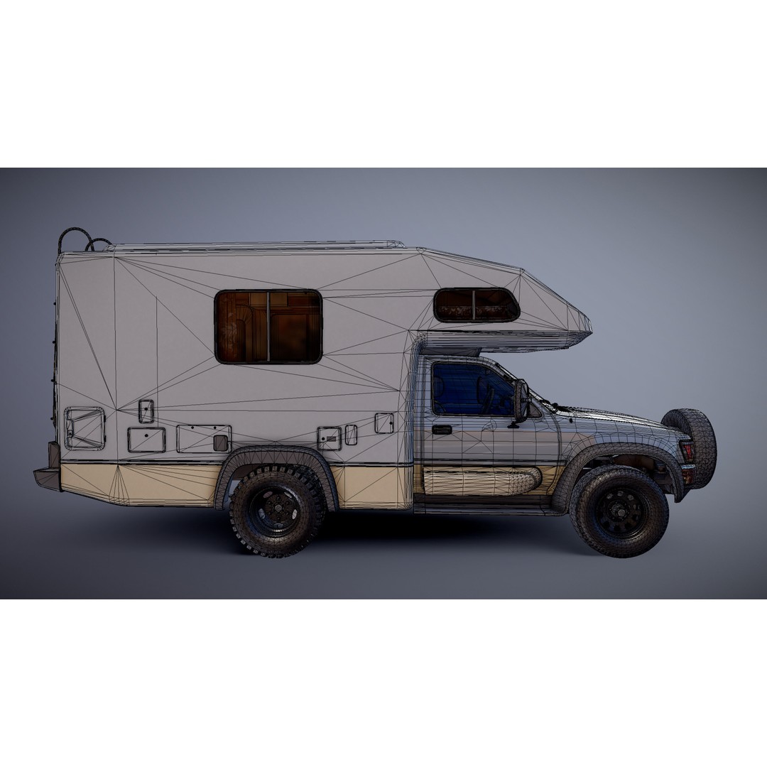 Toyota Hilux Galaxy Camper Truck 3D Model – Low Poly Game Ready FBX - View 33