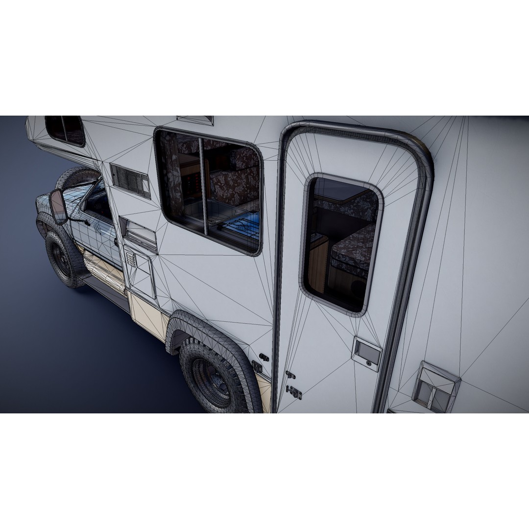 Toyota Hilux Galaxy Camper Truck 3D Model – Low Poly Game Ready FBX - View 36