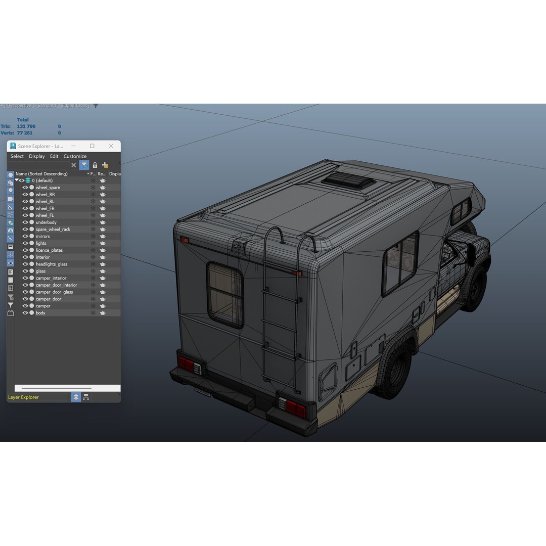 Toyota Hilux Galaxy Camper Truck 3D Model – Low Poly Game Ready FBX - View 44
