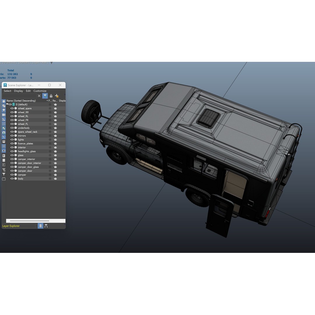 Toyota Hilux Galaxy Camper Truck 3D Model – Low Poly Game Ready FBX - View 46