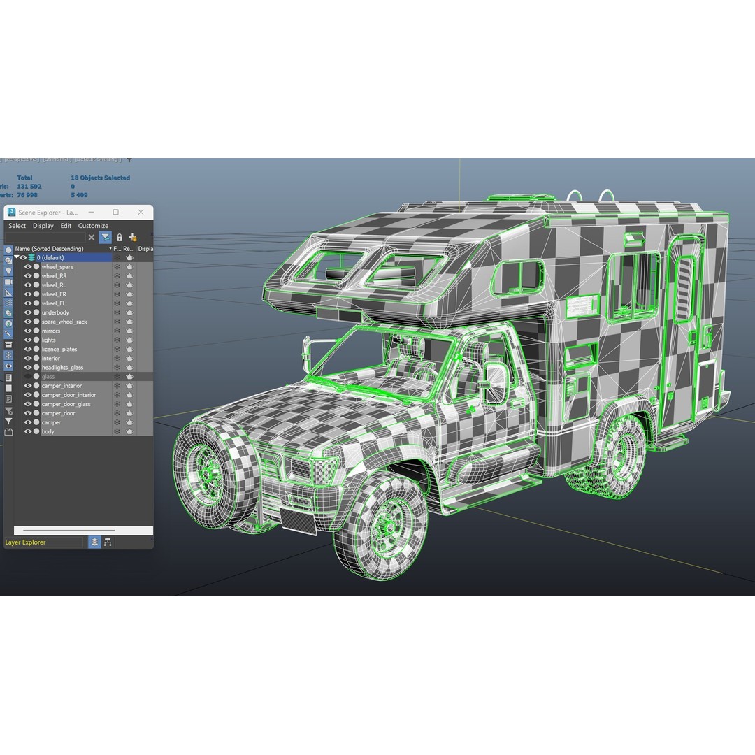 Toyota Hilux Galaxy Camper Truck 3D Model – Low Poly Game Ready FBX - View 47