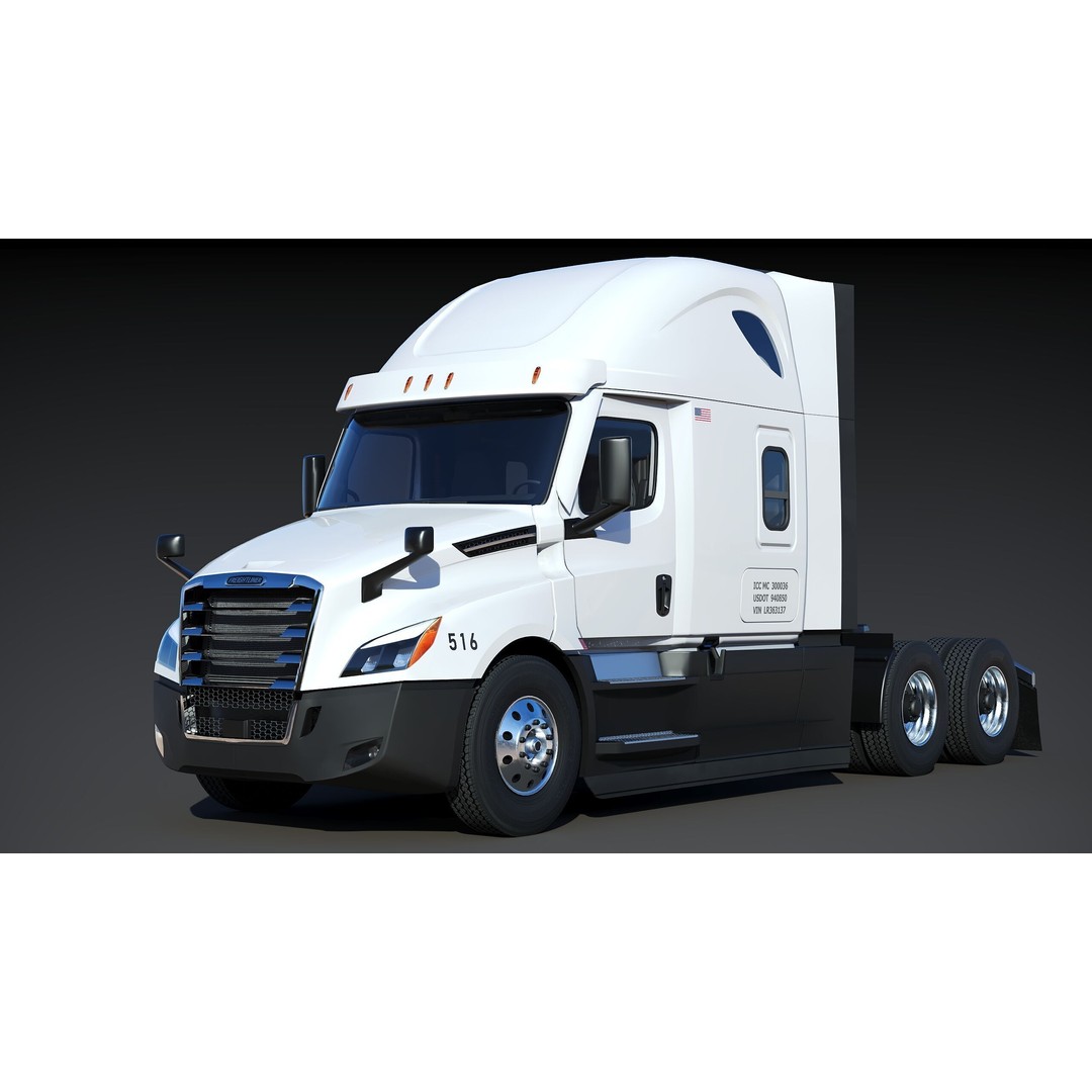 Freightliner Cascadia Sleeper 2024 3D Model – Low Poly Game Asset, FBX - View 10