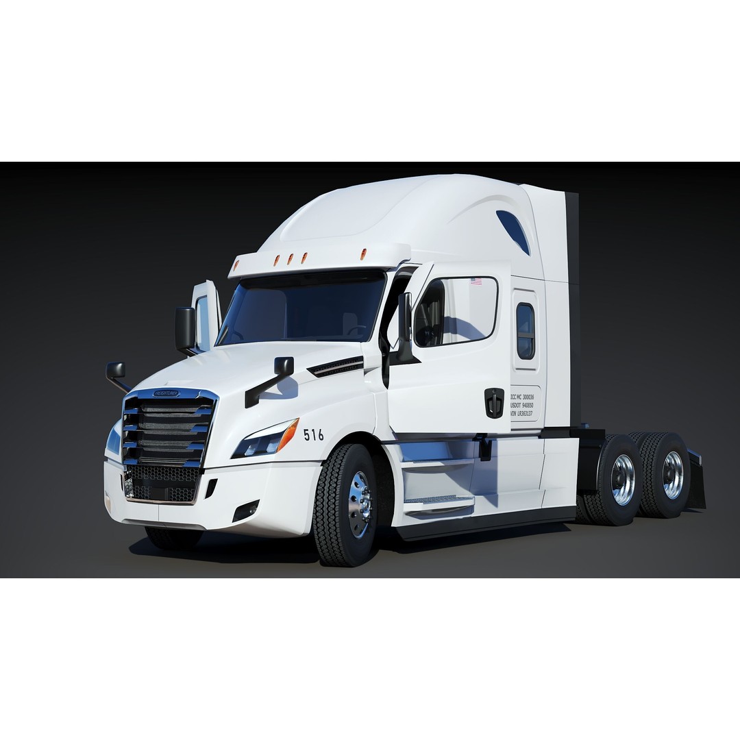 Freightliner Cascadia Sleeper 2024 3D Model – Low Poly Game Asset, FBX - View 12