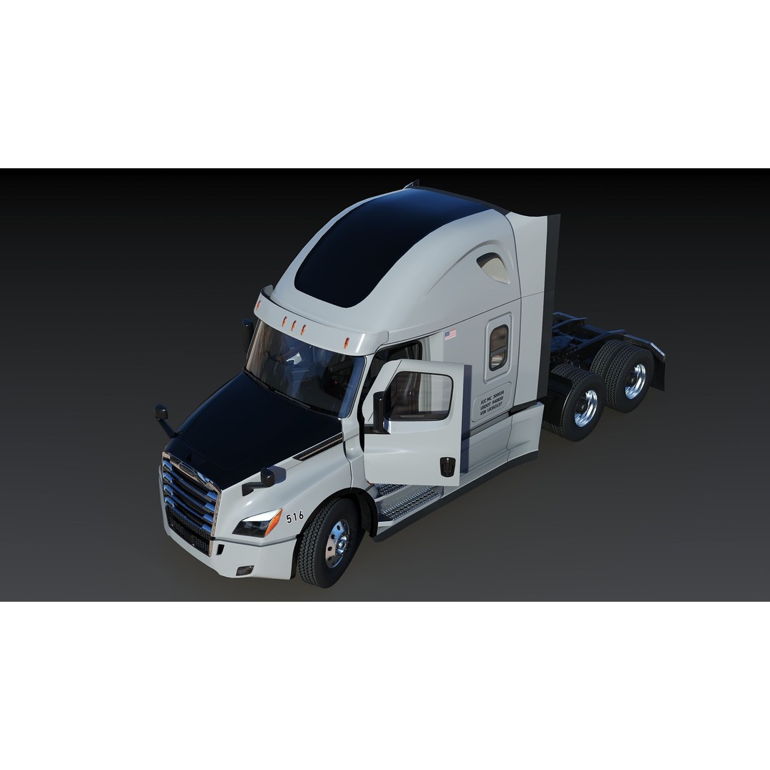 Freightliner Cascadia Sleeper 2024 3D Model – Low Poly Game Asset, FBX - View 26