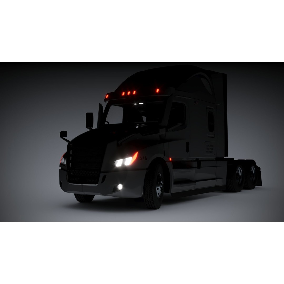 Freightliner Cascadia Sleeper 2024 3D Model – Low Poly Game Asset, FBX - View 28