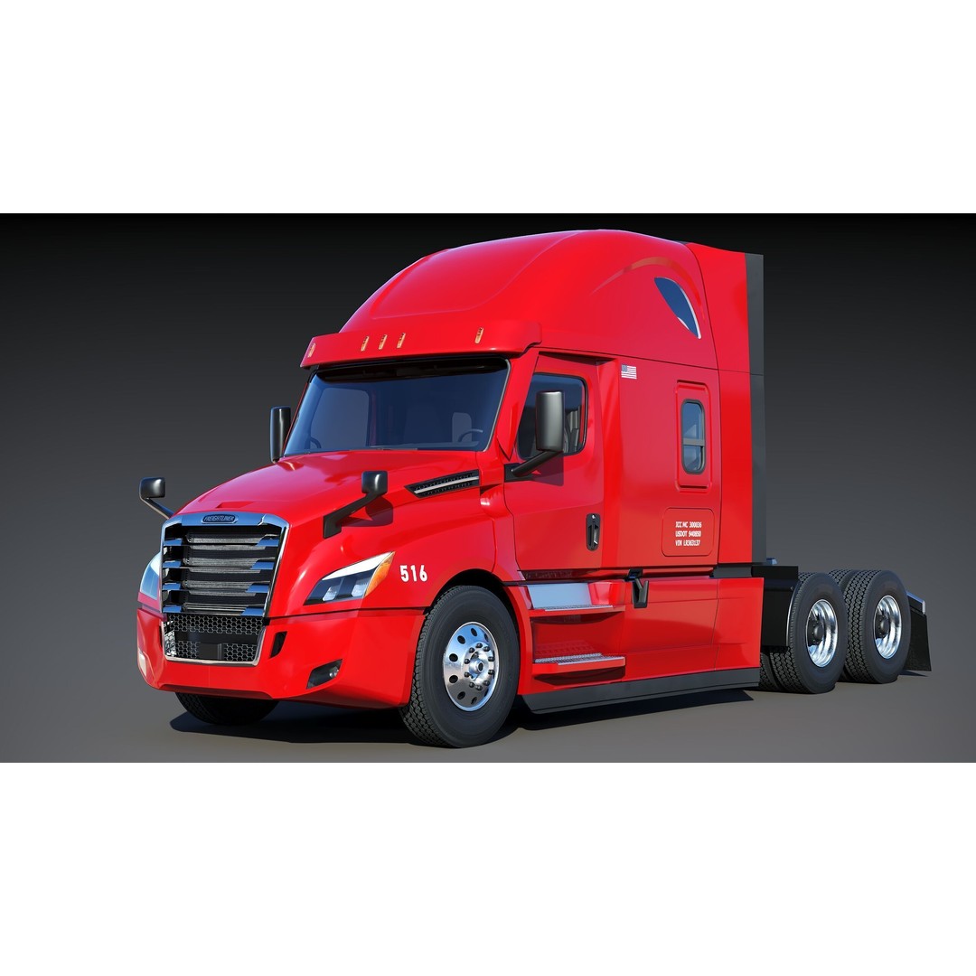 Freightliner Cascadia Sleeper 2024 3D Model – Low Poly Game Asset, FBX - View 4