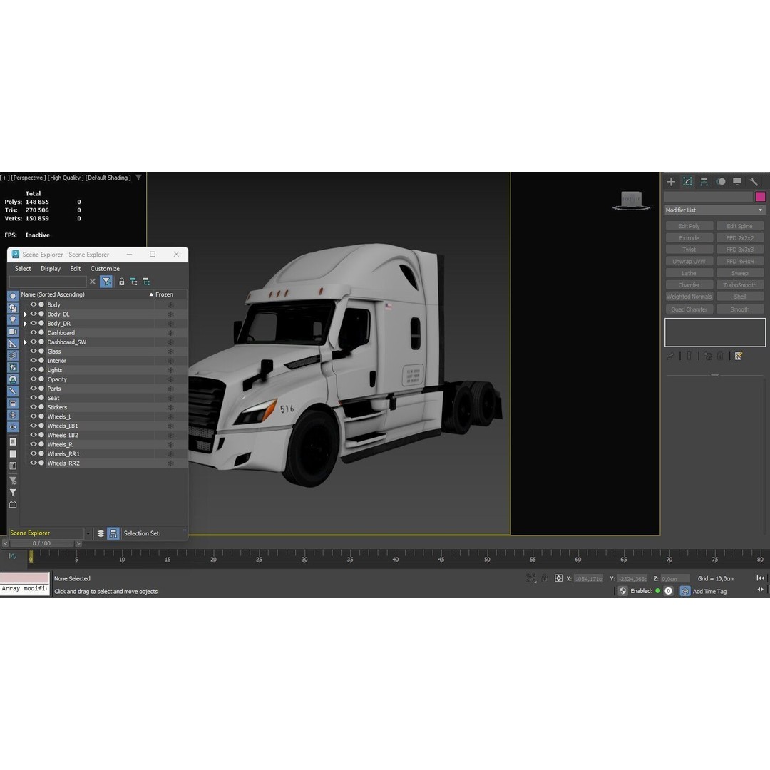 Freightliner Cascadia Sleeper 2024 3D Model – Low Poly Game Asset, FBX - View 45