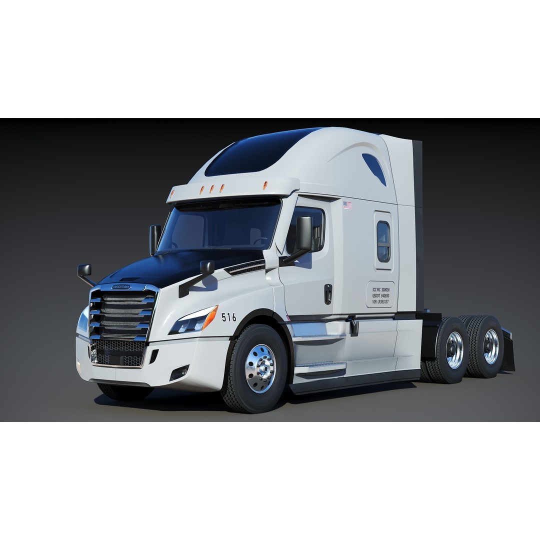 Freightliner Cascadia Sleeper 2024 3D Model – Low Poly Game Asset, FBX - View 9