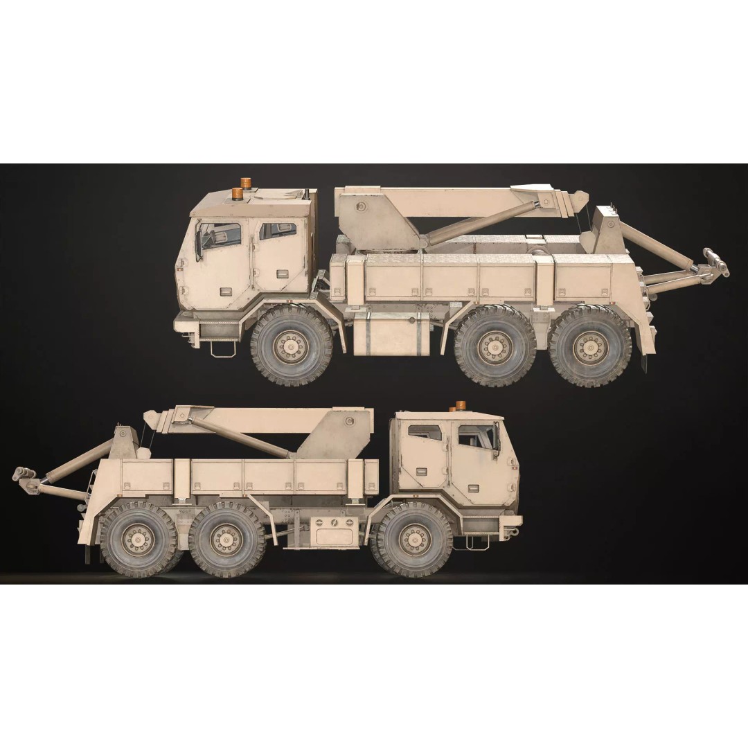 Military Wrecker Truck 3D Model – Low Poly Game Ready Asset, FBX - View 11