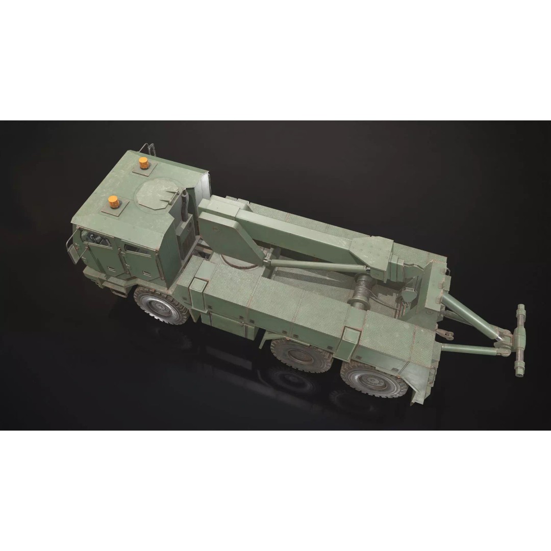 Military Wrecker Truck 3D Model – Low Poly Game Ready Asset, FBX - View 12