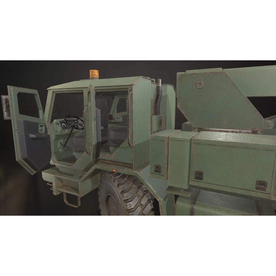 Military Wrecker Truck 3D Model – Low Poly Game Ready Asset, FBX - View 16