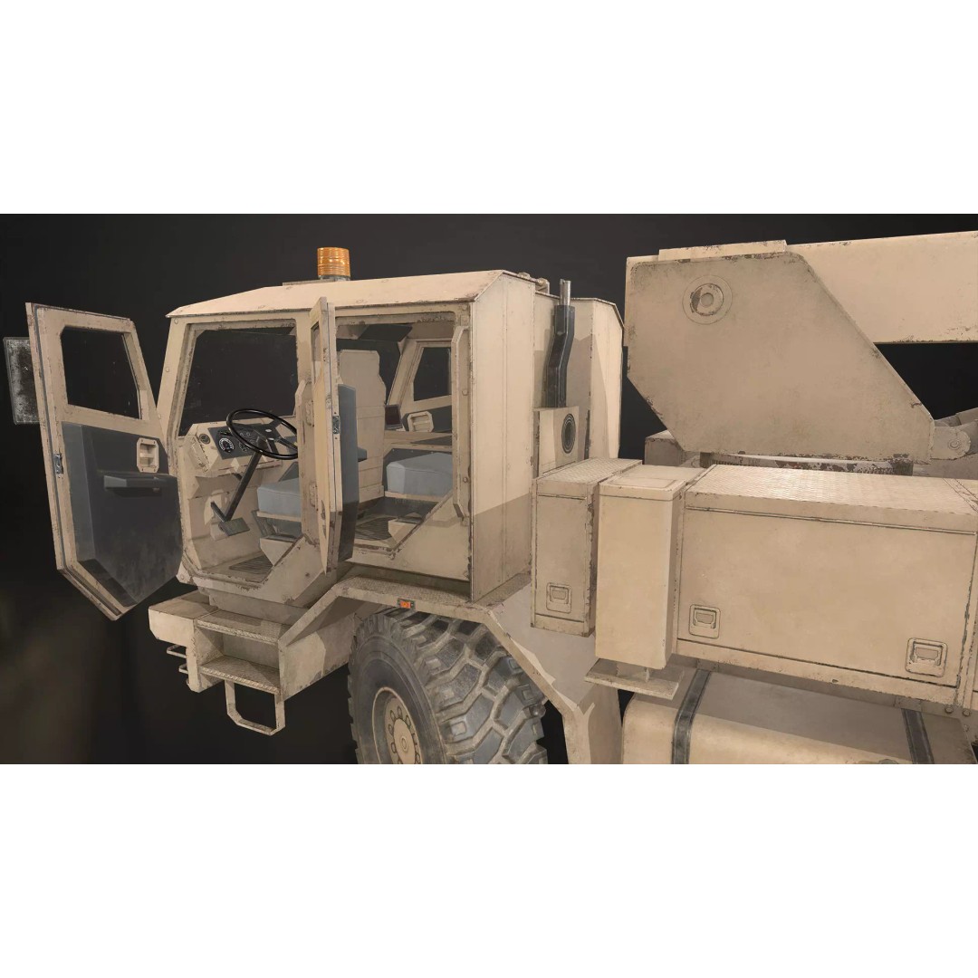 Military Wrecker Truck 3D Model – Low Poly Game Ready Asset, FBX - View 17