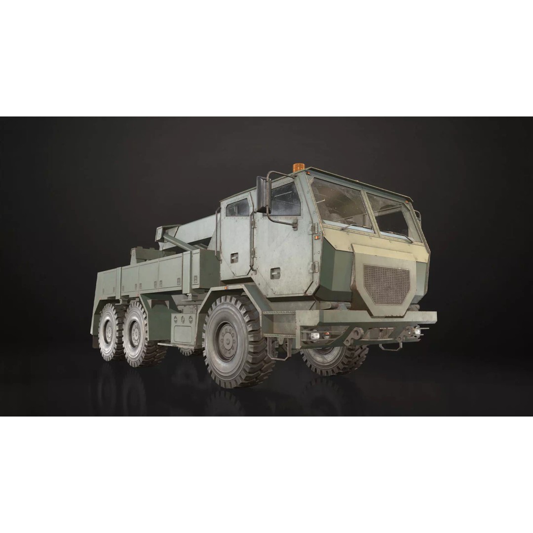 Military Wrecker Truck 3D Model – Low Poly Game Ready Asset, FBX - View 2