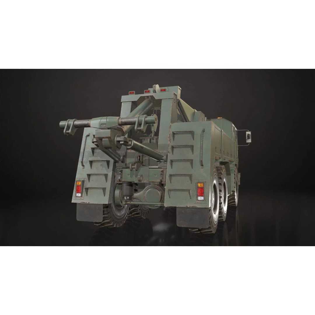 Military Wrecker Truck 3D Model – Low Poly Game Ready Asset, FBX - View 20