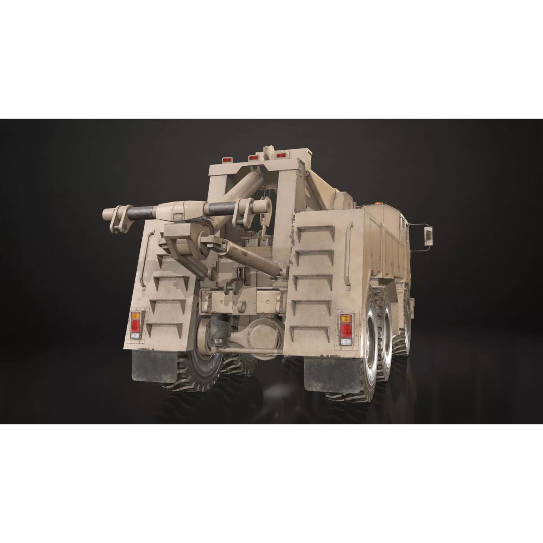 Military Wrecker Truck 3D Model – Low Poly Game Ready Asset, FBX - View 21