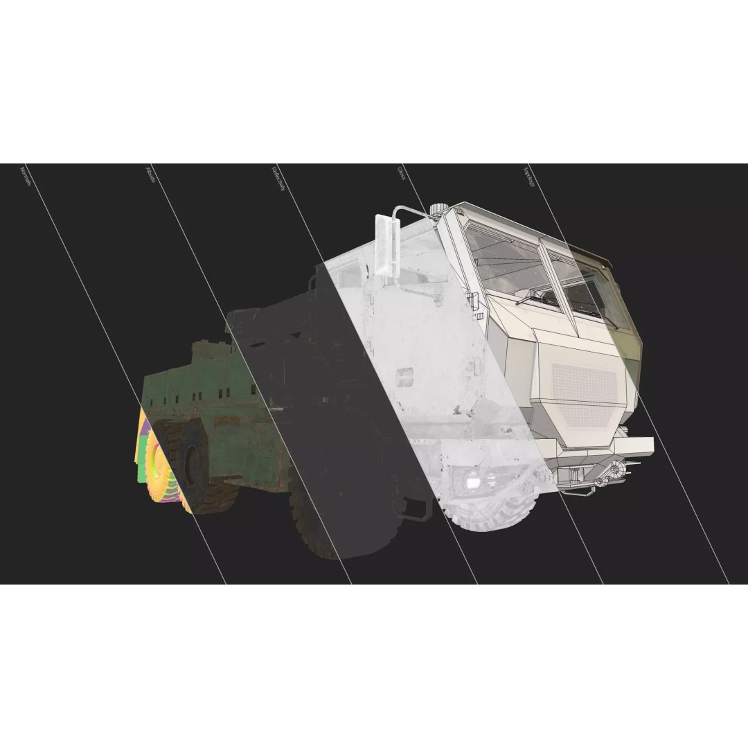 Military Wrecker Truck 3D Model – Low Poly Game Ready Asset, FBX - View 28