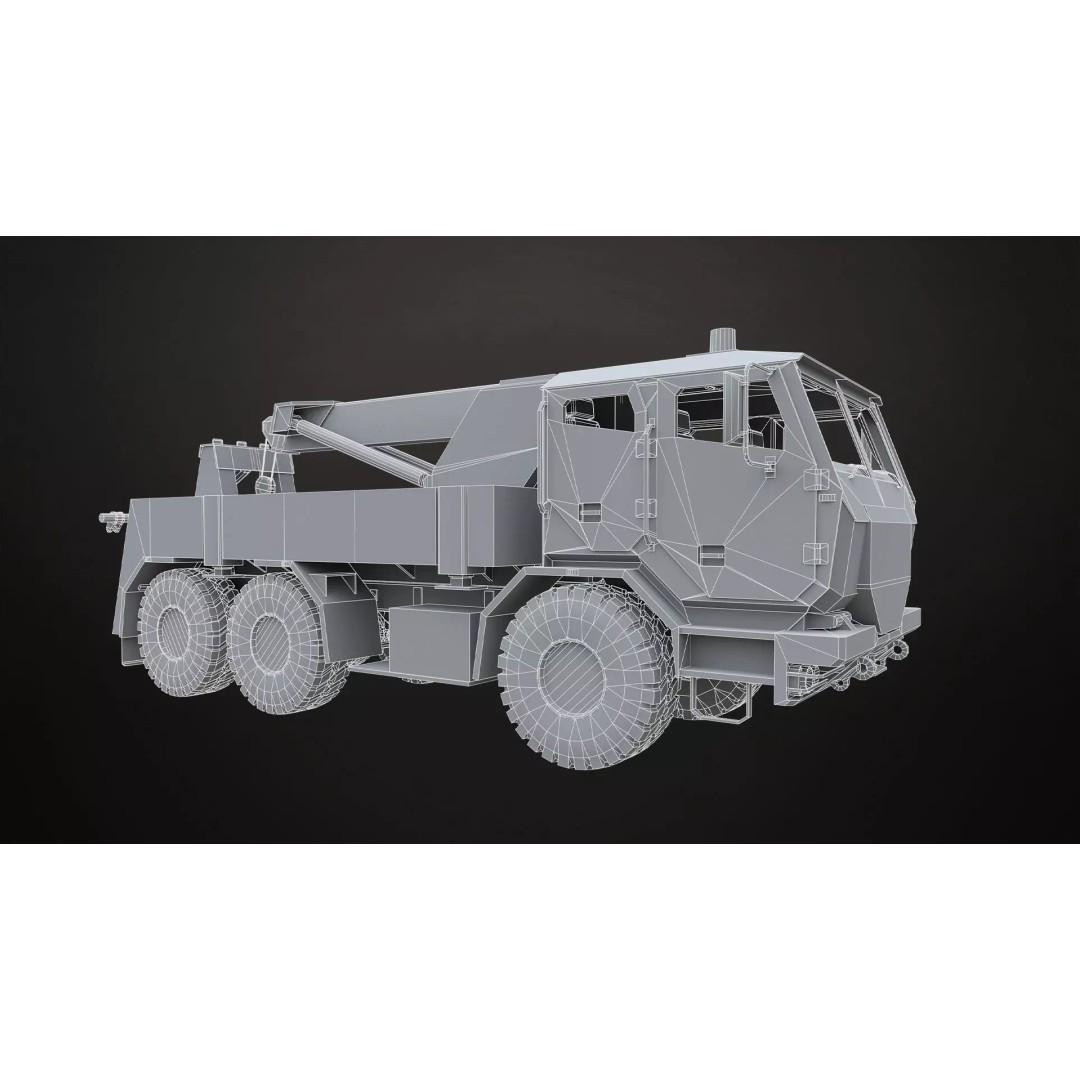 Military Wrecker Truck 3D Model – Low Poly Game Ready Asset, FBX - View 29