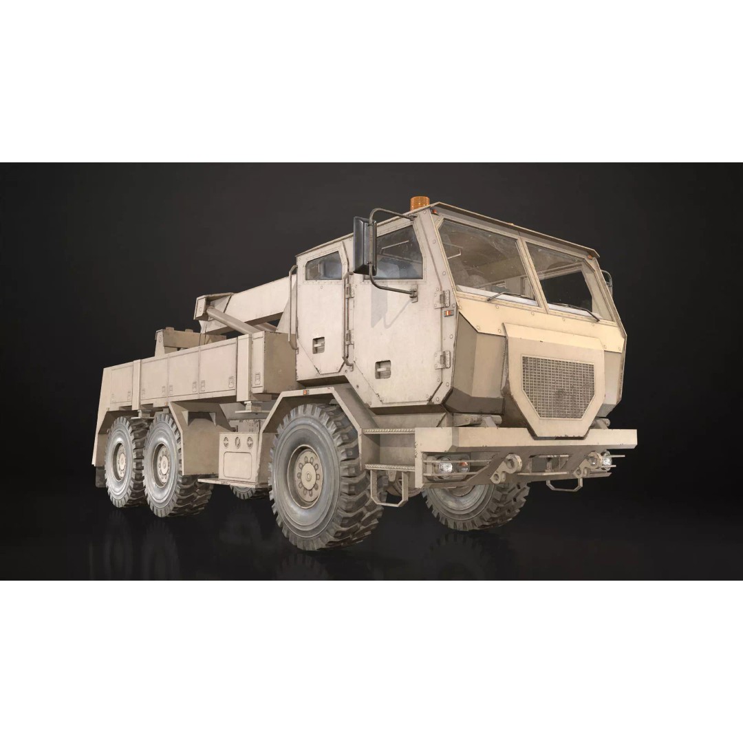 Military Wrecker Truck 3D Model – Low Poly Game Ready Asset, FBX - View 3