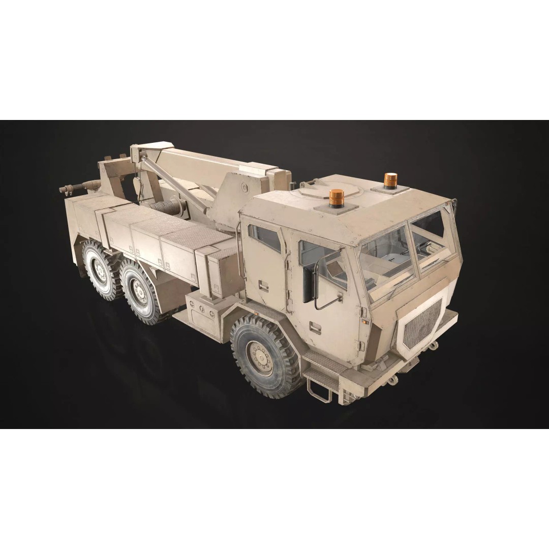 Military Wrecker Truck 3D Model – Low Poly Game Ready Asset, FBX - View 7