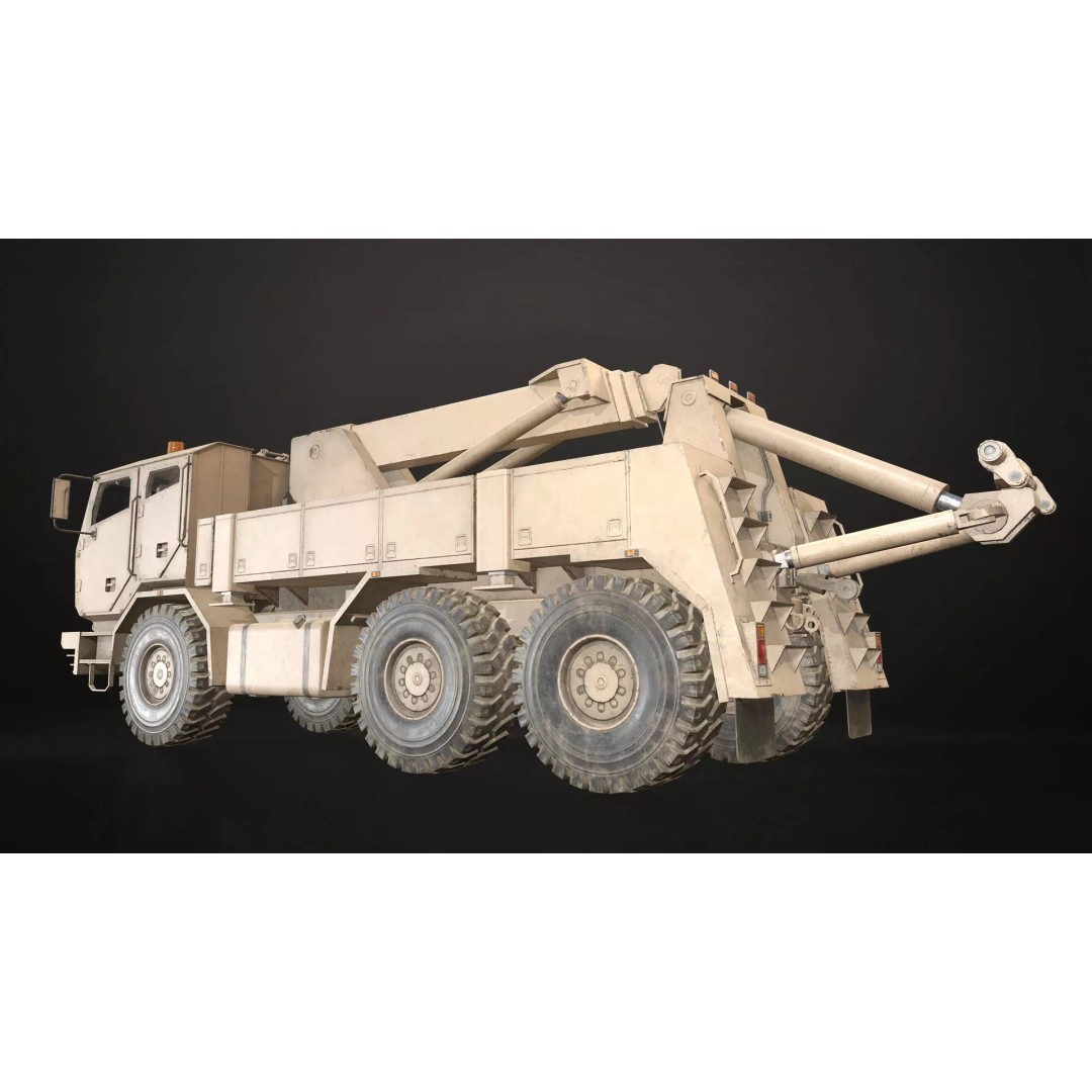 Military Wrecker Truck 3D Model – Low Poly Game Ready Asset, FBX - View 9