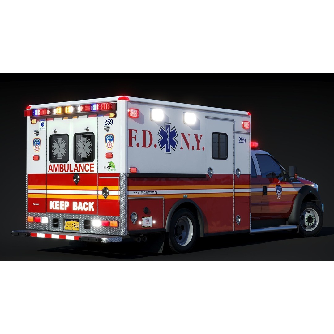 FDNY Ambulance 3D Model – Low Poly Game Asset, FBX, PBR Textures - View 10