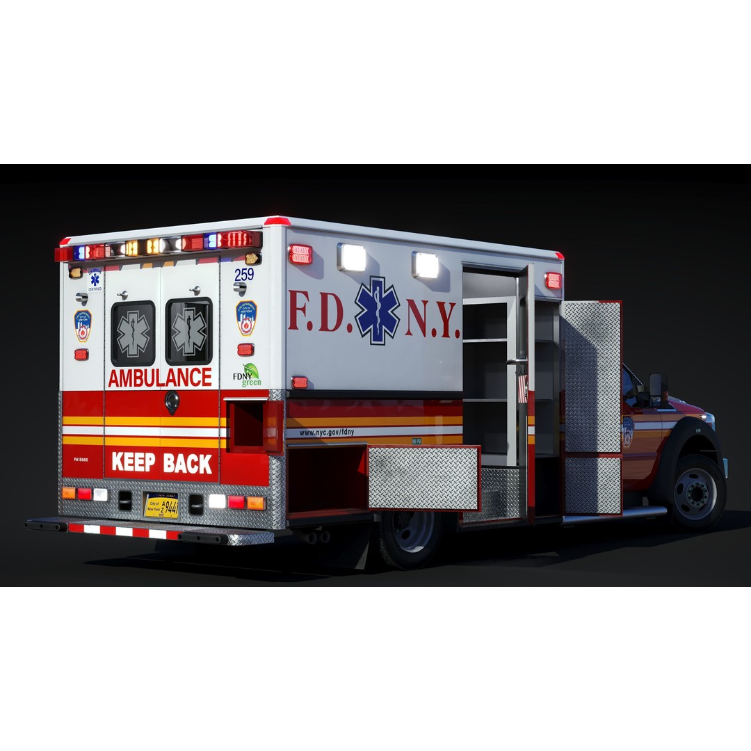 FDNY Ambulance 3D Model – Low Poly Game Asset, FBX, PBR Textures - View 11