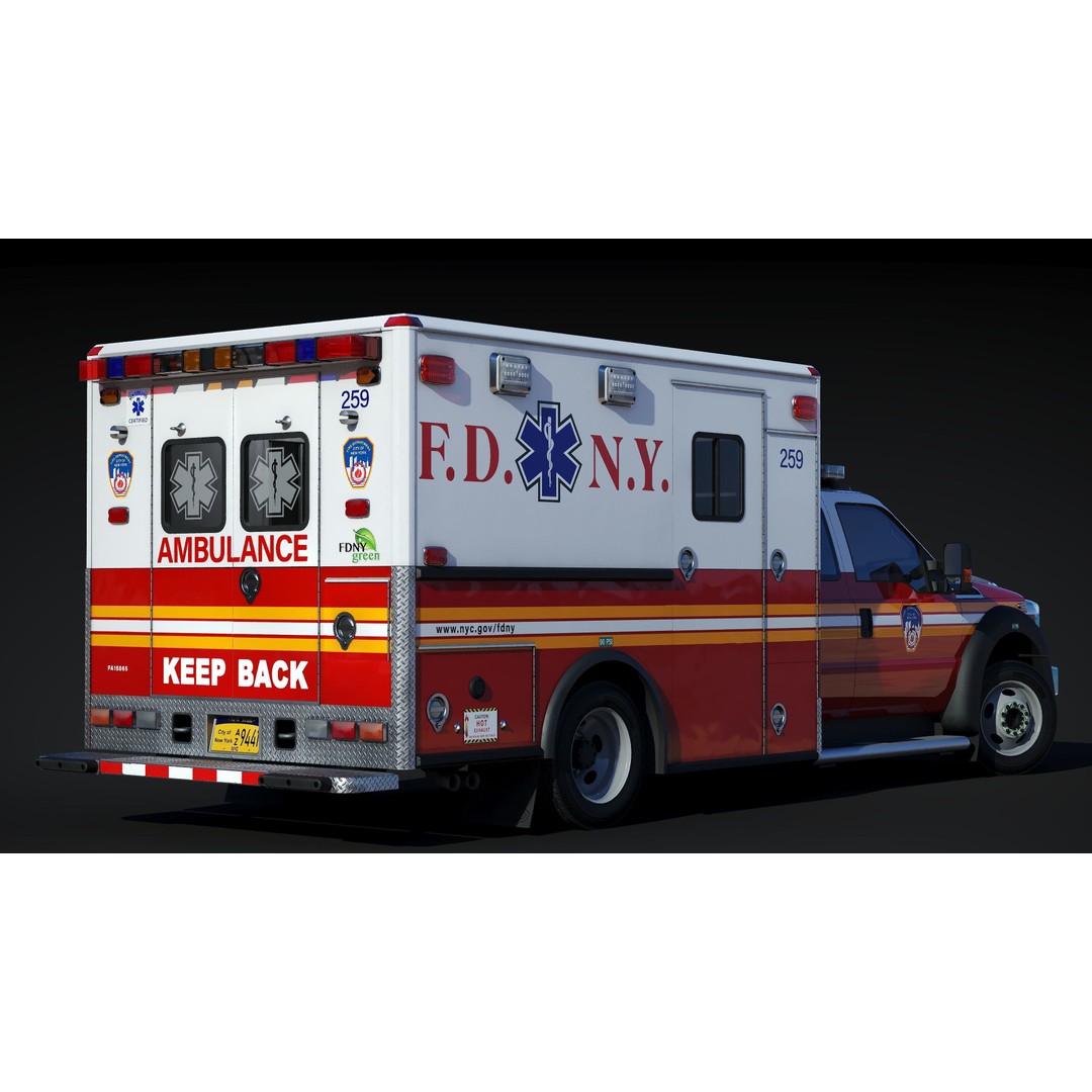 FDNY Ambulance 3D Model – Low Poly Game Asset, FBX, PBR Textures - View 12