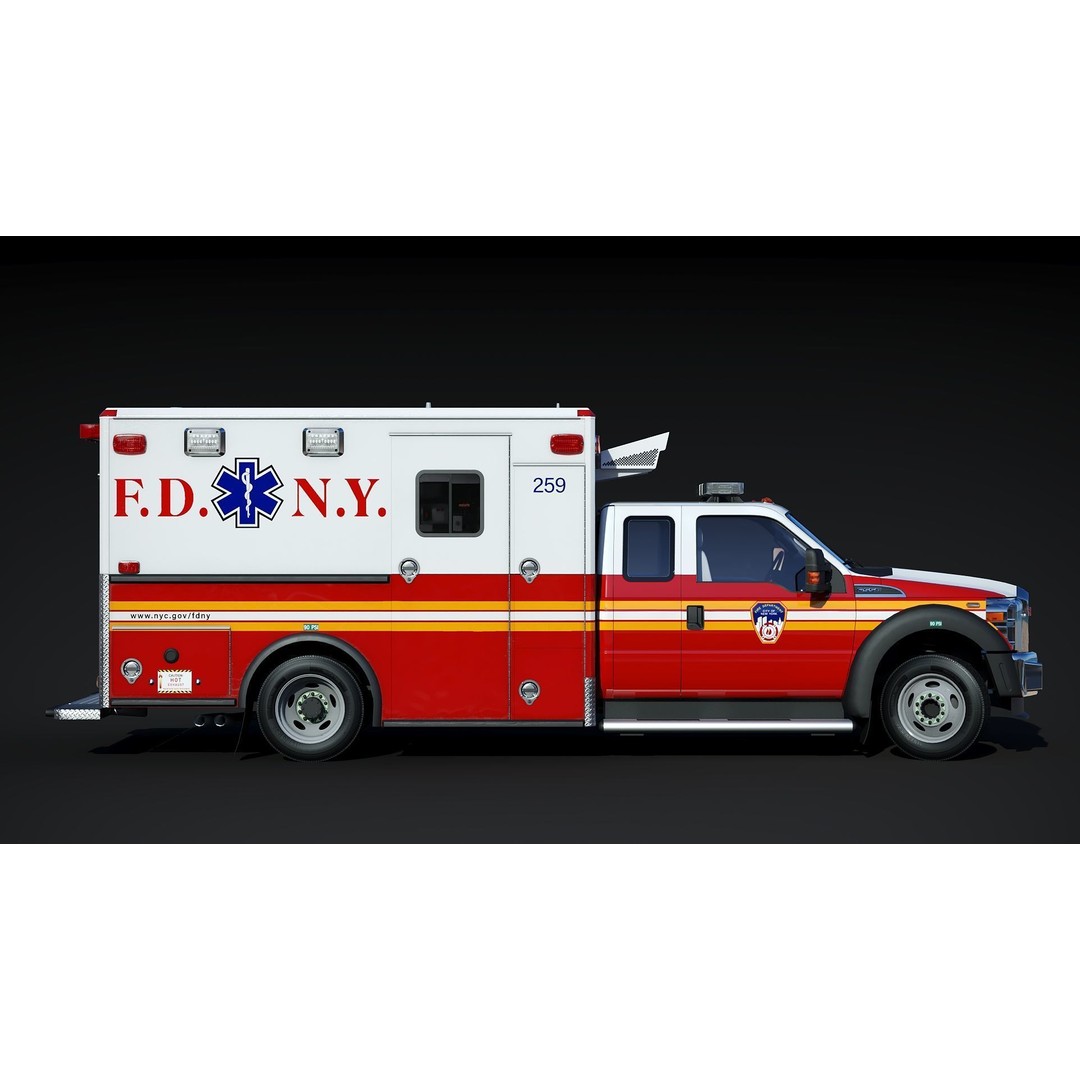 FDNY Ambulance 3D Model – Low Poly Game Asset, FBX, PBR Textures - View 13