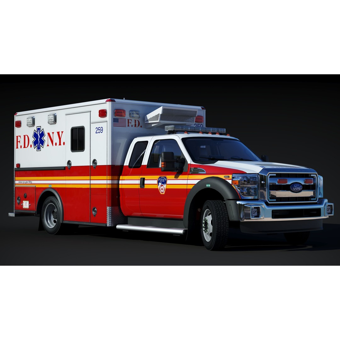 FDNY Ambulance 3D Model – Low Poly Game Asset, FBX, PBR Textures - View 14