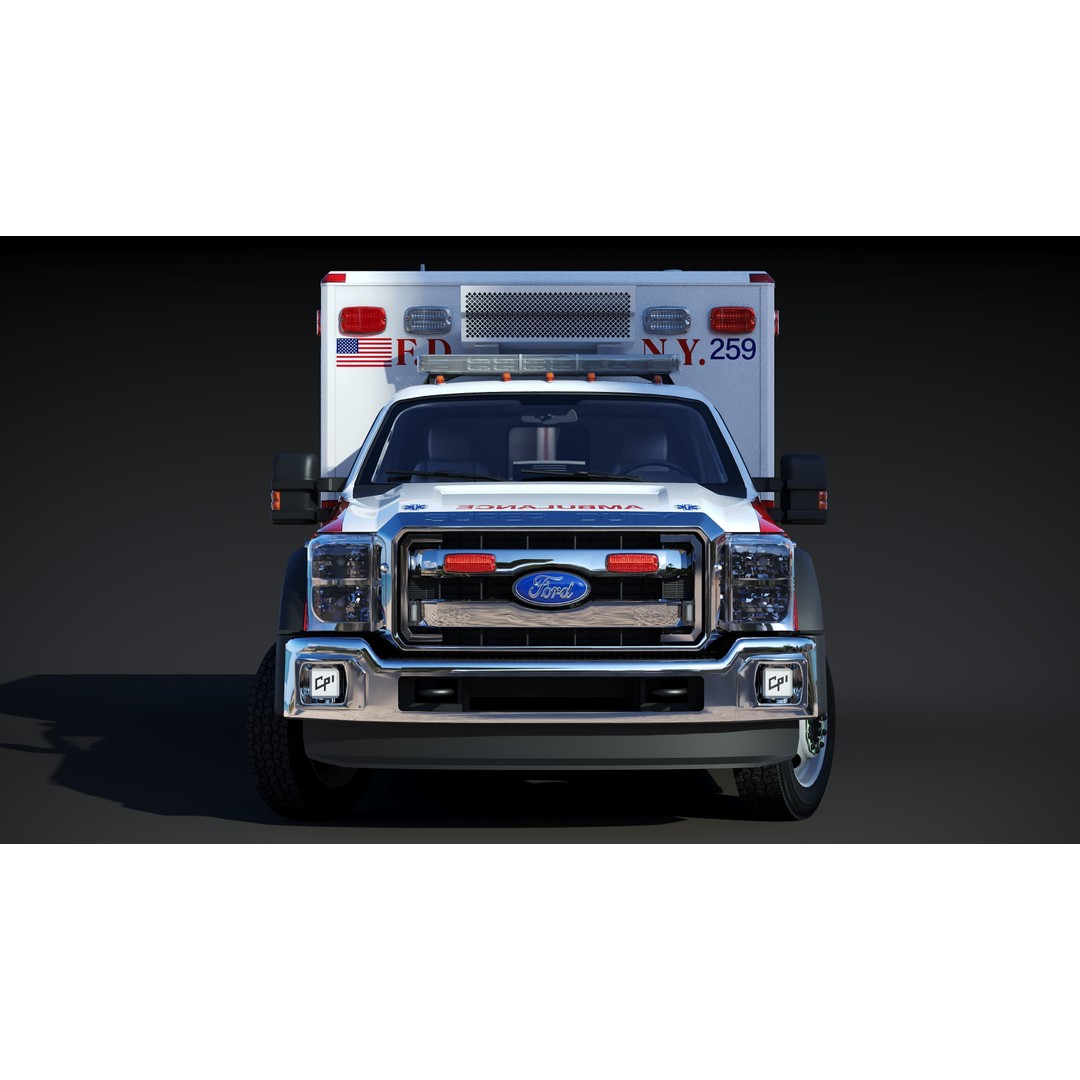 FDNY Ambulance 3D Model – Low Poly Game Asset, FBX, PBR Textures - View 15