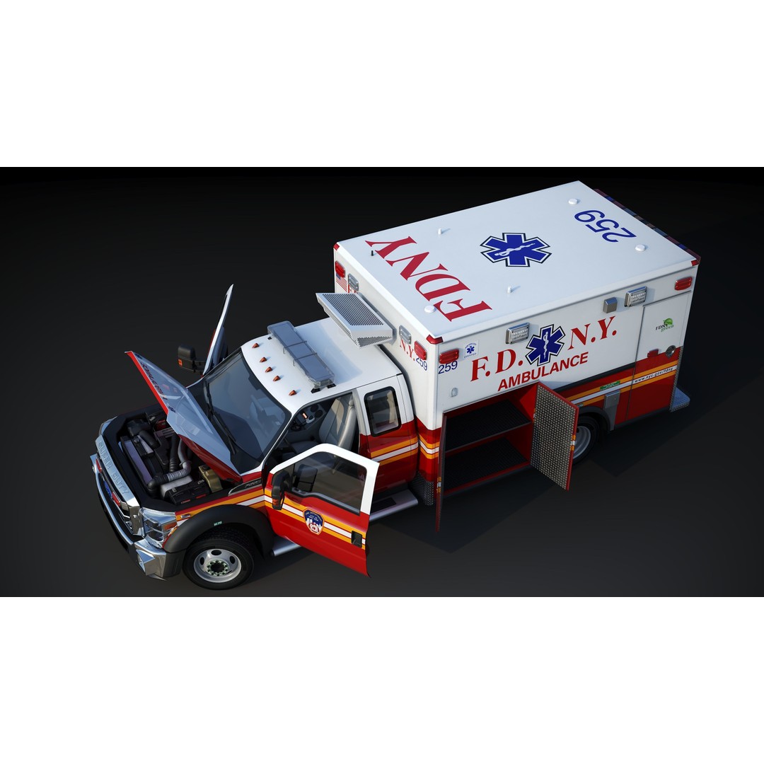 FDNY Ambulance 3D Model – Low Poly Game Asset, FBX, PBR Textures - View 16