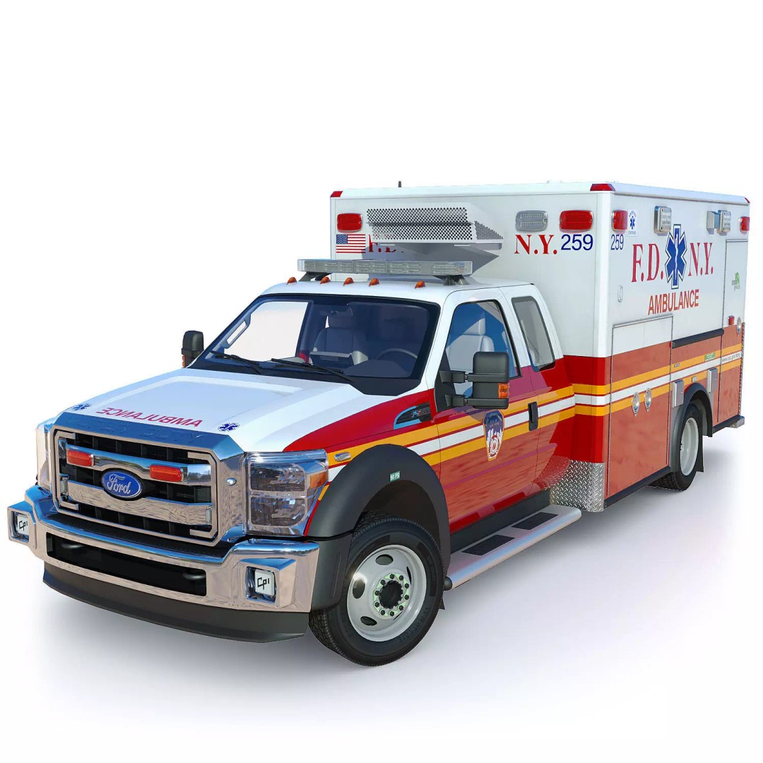 FDNY Ambulance 3D Model – Low Poly Game Asset, FBX, PBR Textures - View 2