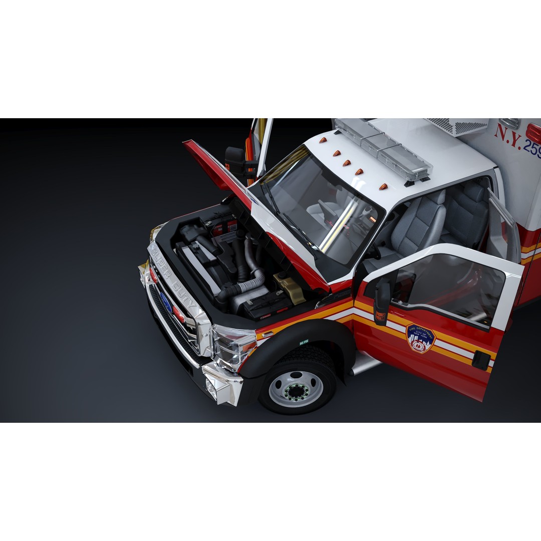 FDNY Ambulance 3D Model – Low Poly Game Asset, FBX, PBR Textures - View 26