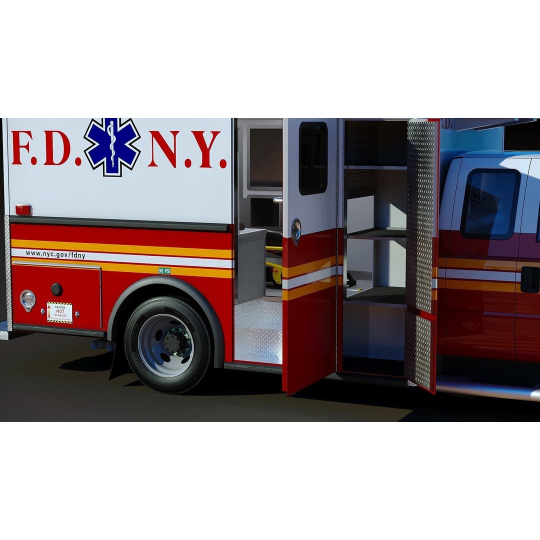 FDNY Ambulance 3D Model – Low Poly Game Asset, FBX, PBR Textures - View 30