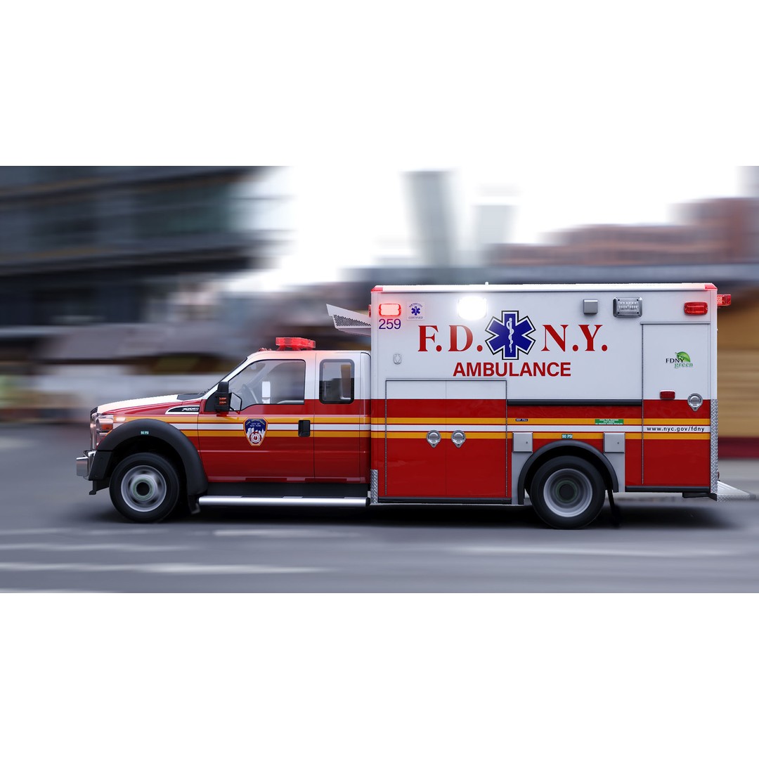 FDNY Ambulance 3D Model – Low Poly Game Asset, FBX, PBR Textures - View 32