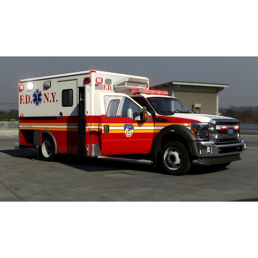 FDNY Ambulance 3D Model – Low Poly Game Asset, FBX, PBR Textures - View 33