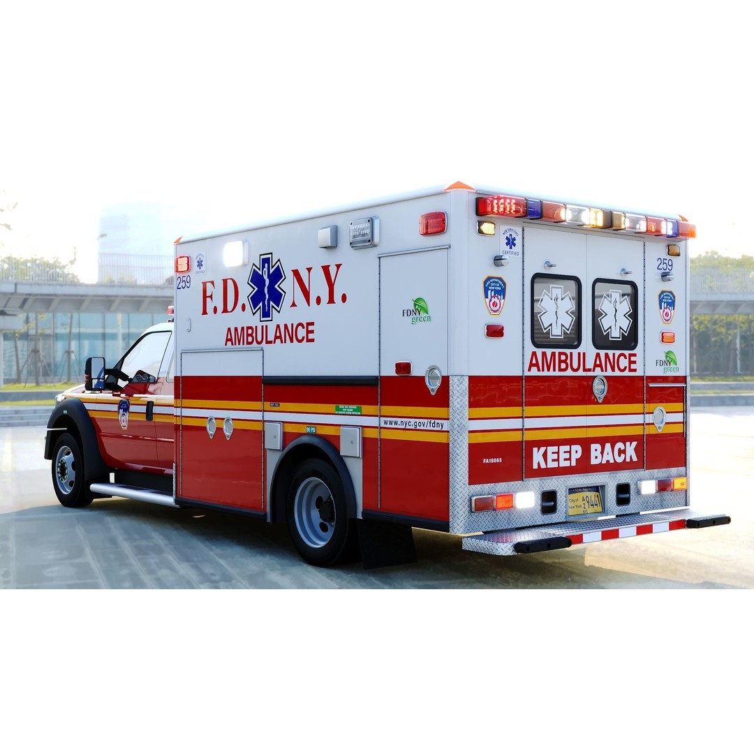 FDNY Ambulance 3D Model – Low Poly Game Asset, FBX, PBR Textures - View 34
