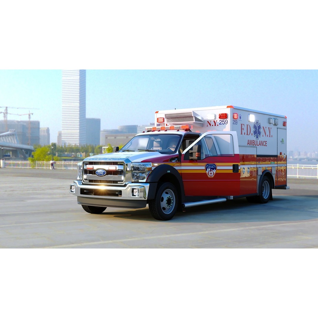 FDNY Ambulance 3D Model – Low Poly Game Asset, FBX, PBR Textures - View 35