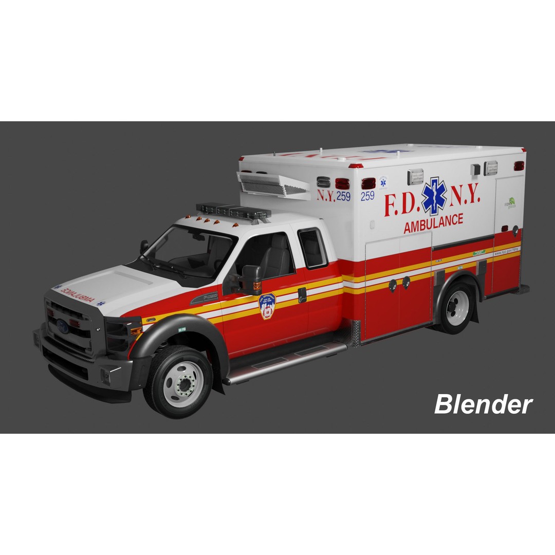 FDNY Ambulance 3D Model – Low Poly Game Asset, FBX, PBR Textures - View 48