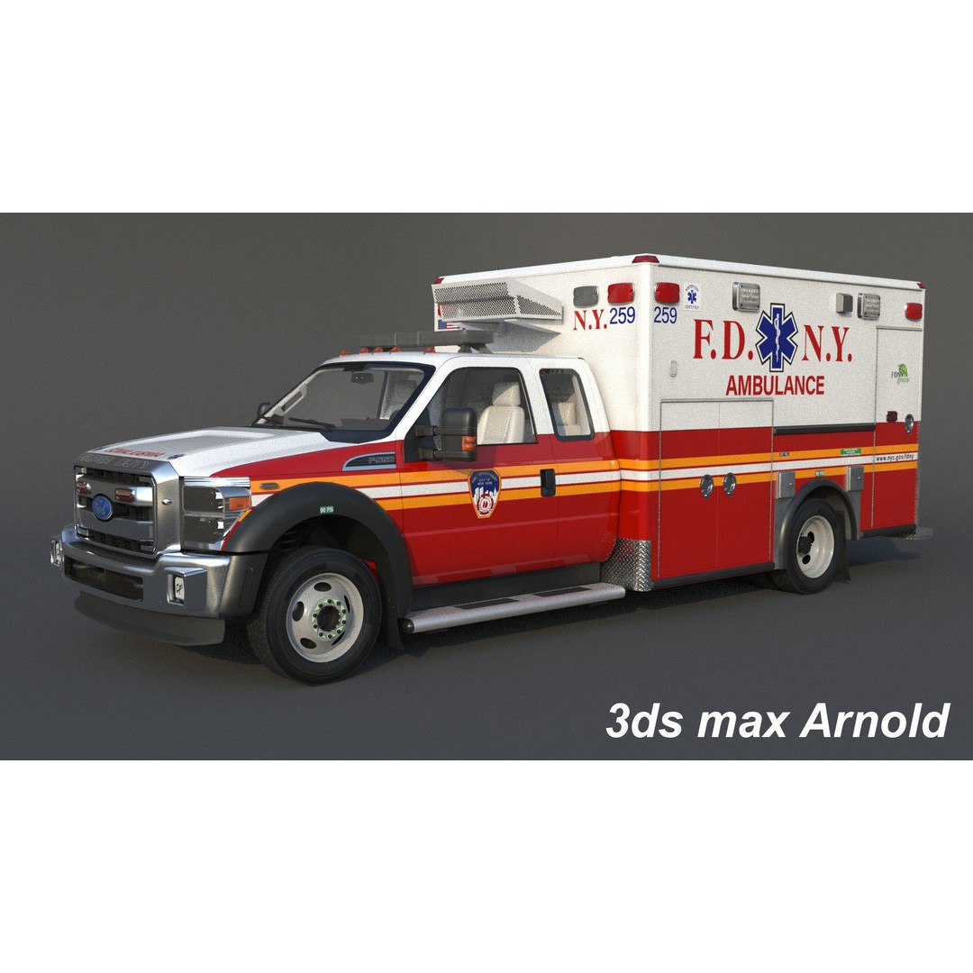FDNY Ambulance 3D Model – Low Poly Game Asset, FBX, PBR Textures - View 49