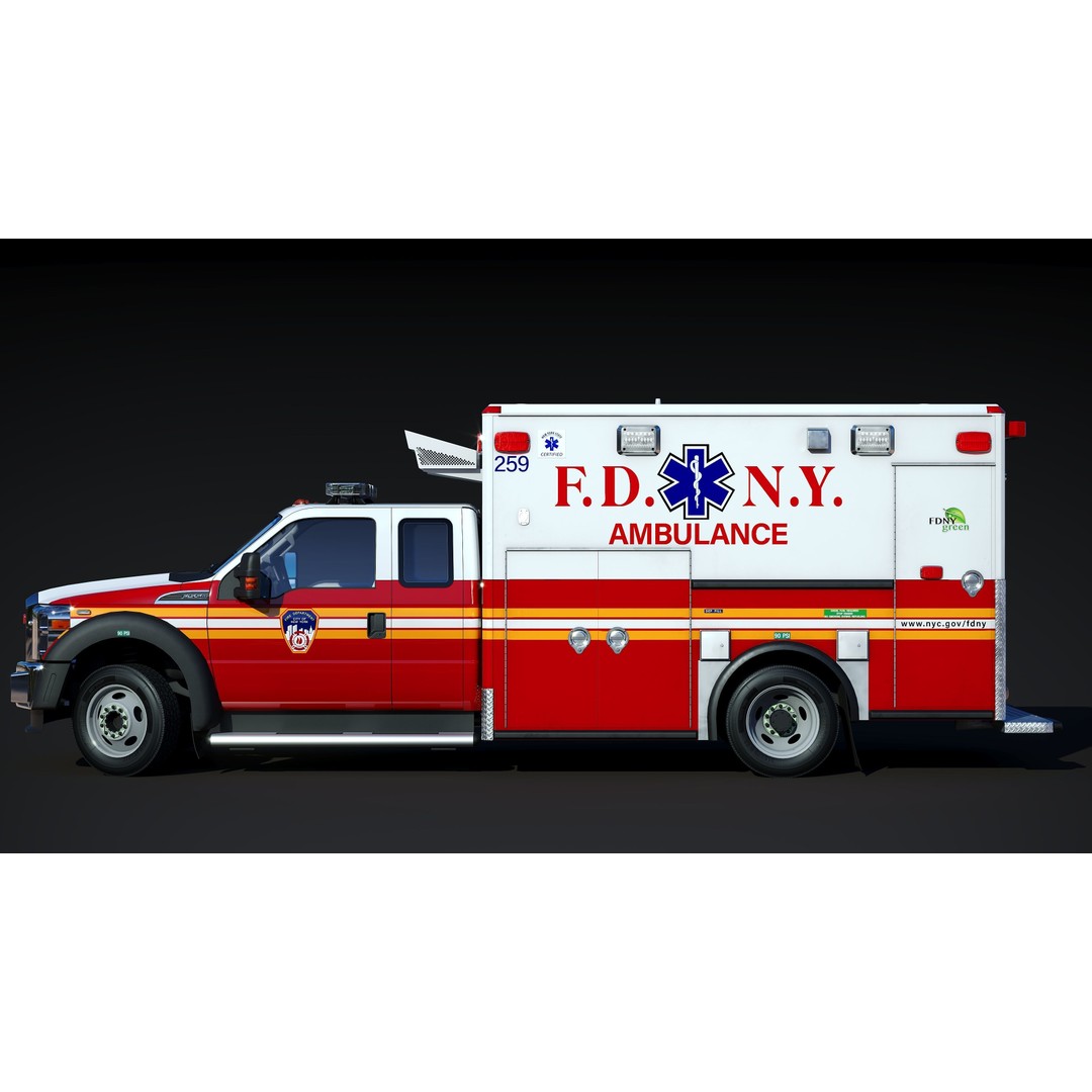 FDNY Ambulance 3D Model – Low Poly Game Asset, FBX, PBR Textures - View 5