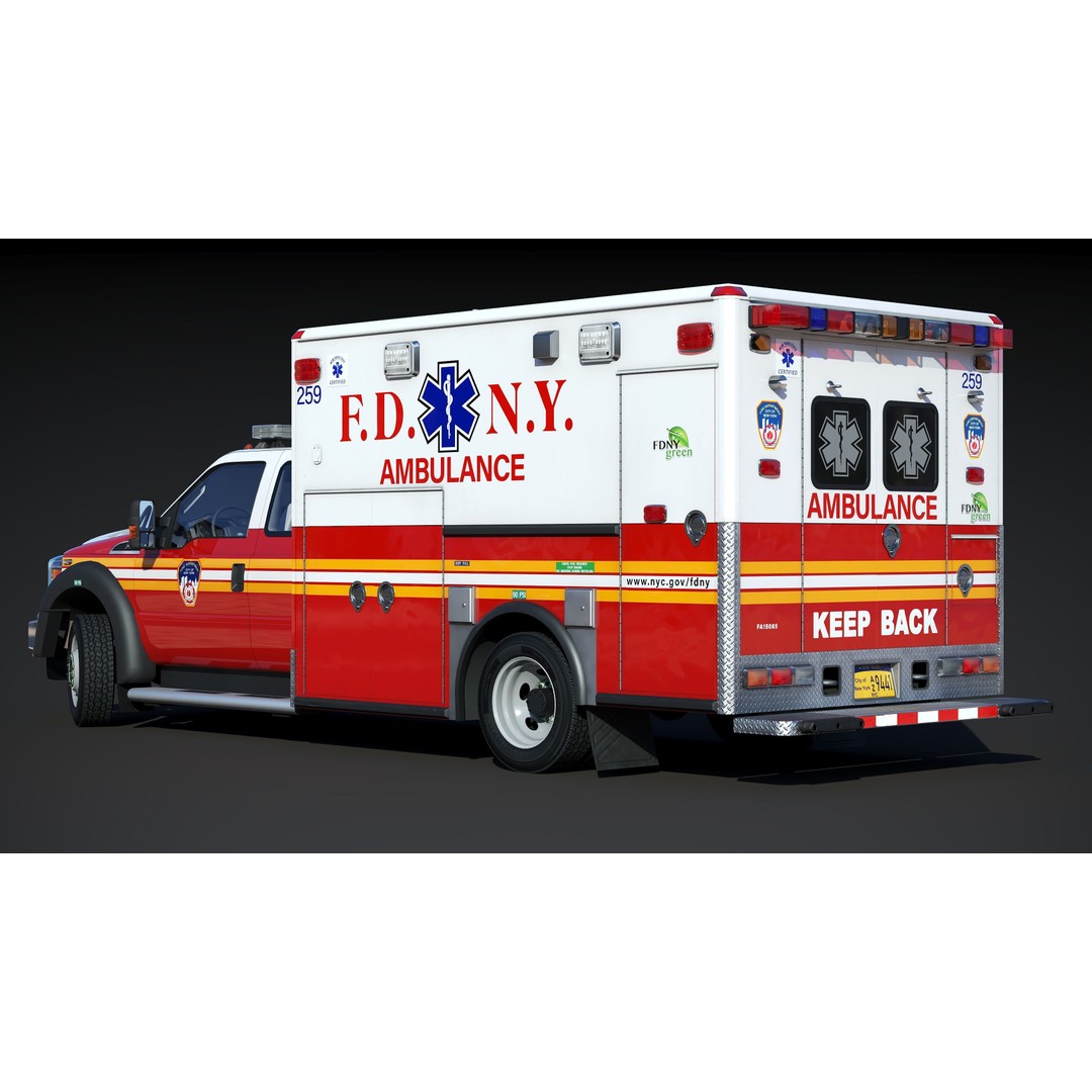 FDNY Ambulance 3D Model – Low Poly Game Asset, FBX, PBR Textures - View 6