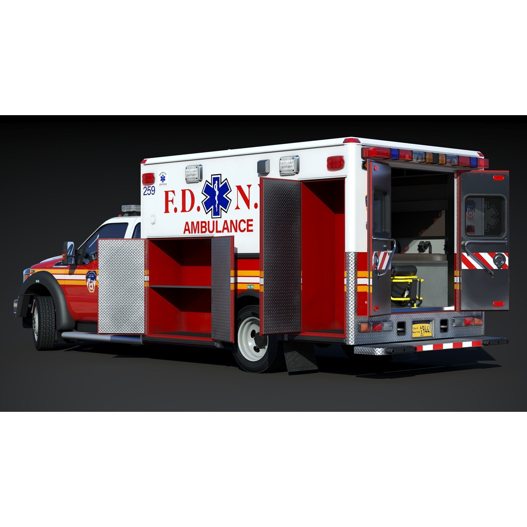 FDNY Ambulance 3D Model – Low Poly Game Asset, FBX, PBR Textures - View 7