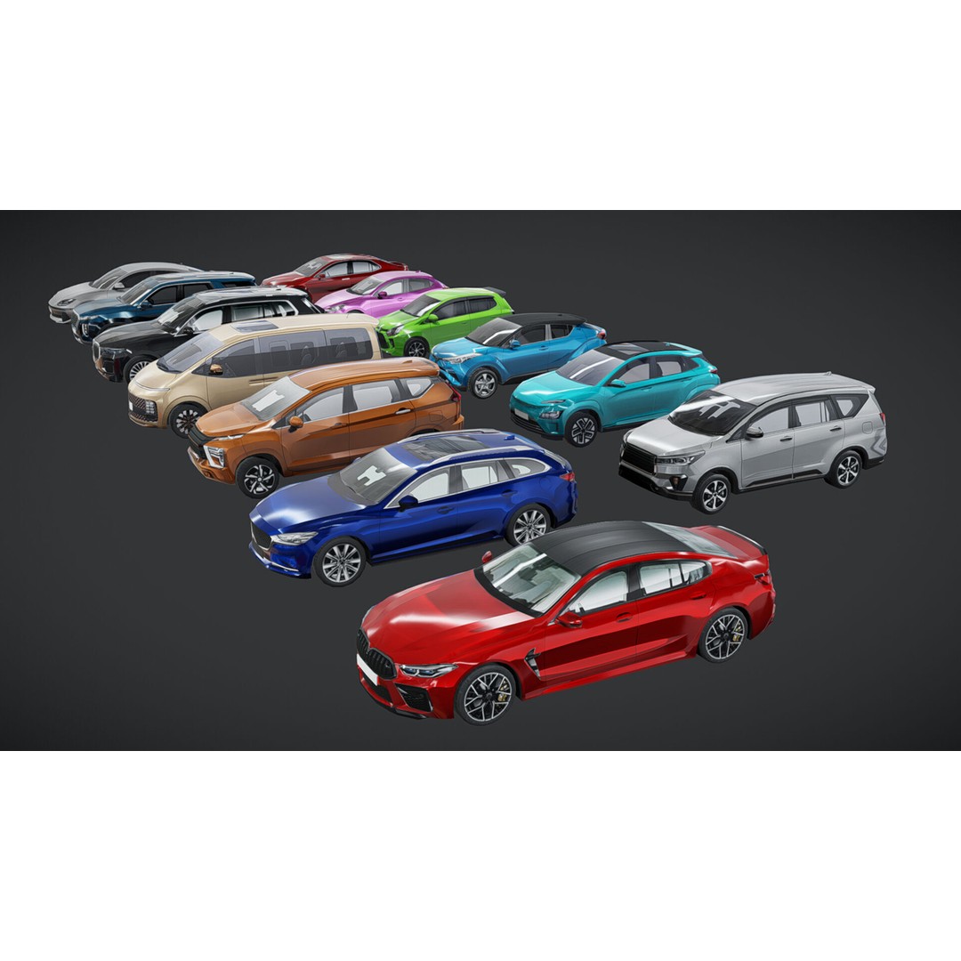 Lowpoly Car Pack 3D Model – Customizable, Rigged, Game-Ready