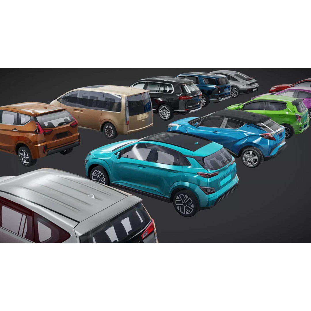 Lowpoly Car Pack 3D Model – Customizable, Rigged, Game-Ready - View 2