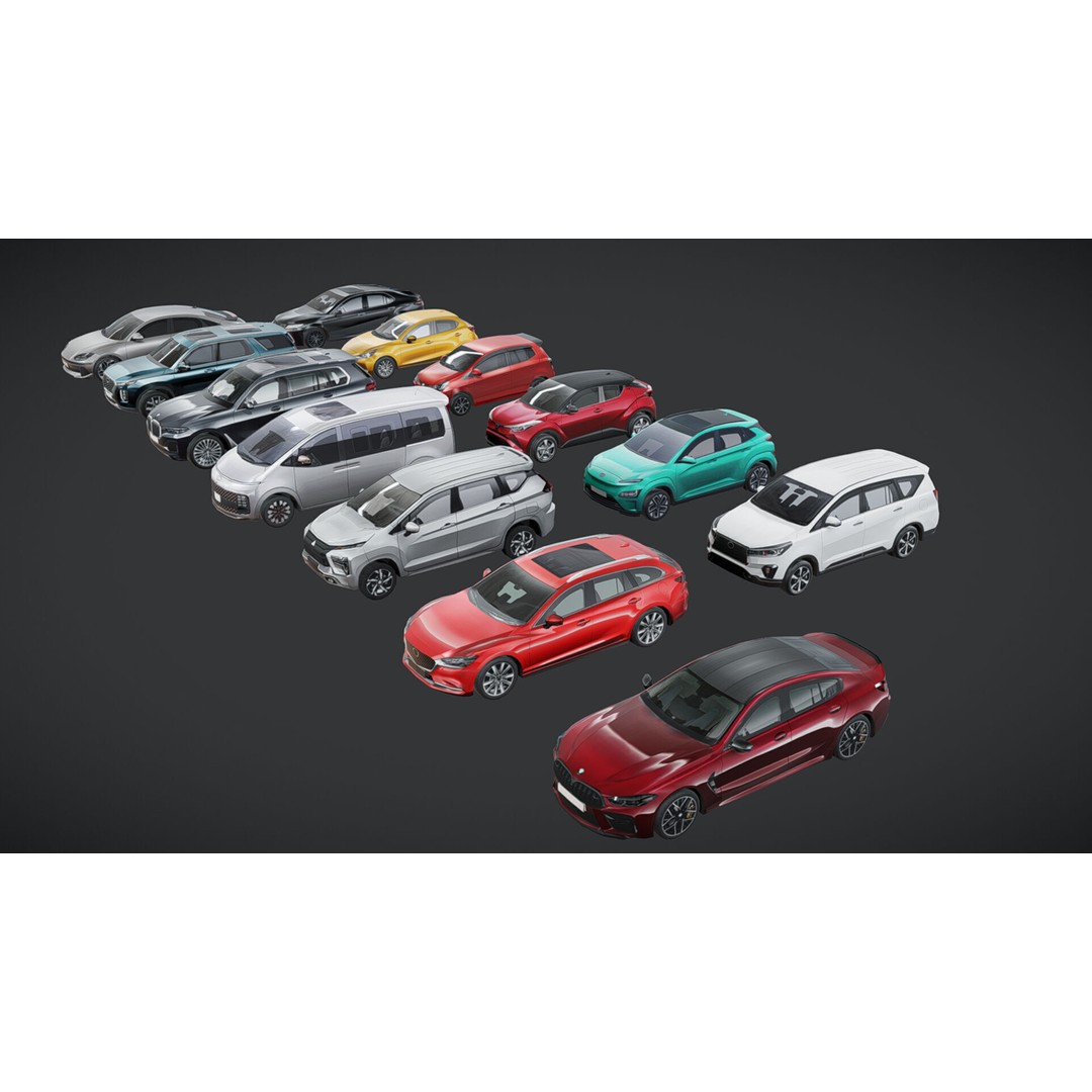 Lowpoly Car Pack 3D Model – Customizable, Rigged, Game-Ready - View 4